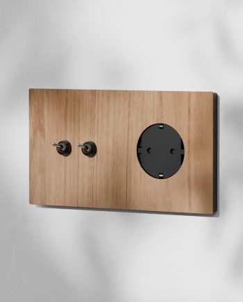 MODU X2. ROBLE DOBLE INTERRUPTOR NEGRO + SCHUKO